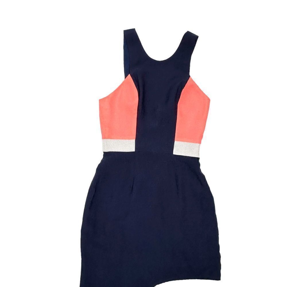 Finders Keepers Asymmetrical Maxi Mini Dress Navy Pink Extra Small - Picture 5 of 11